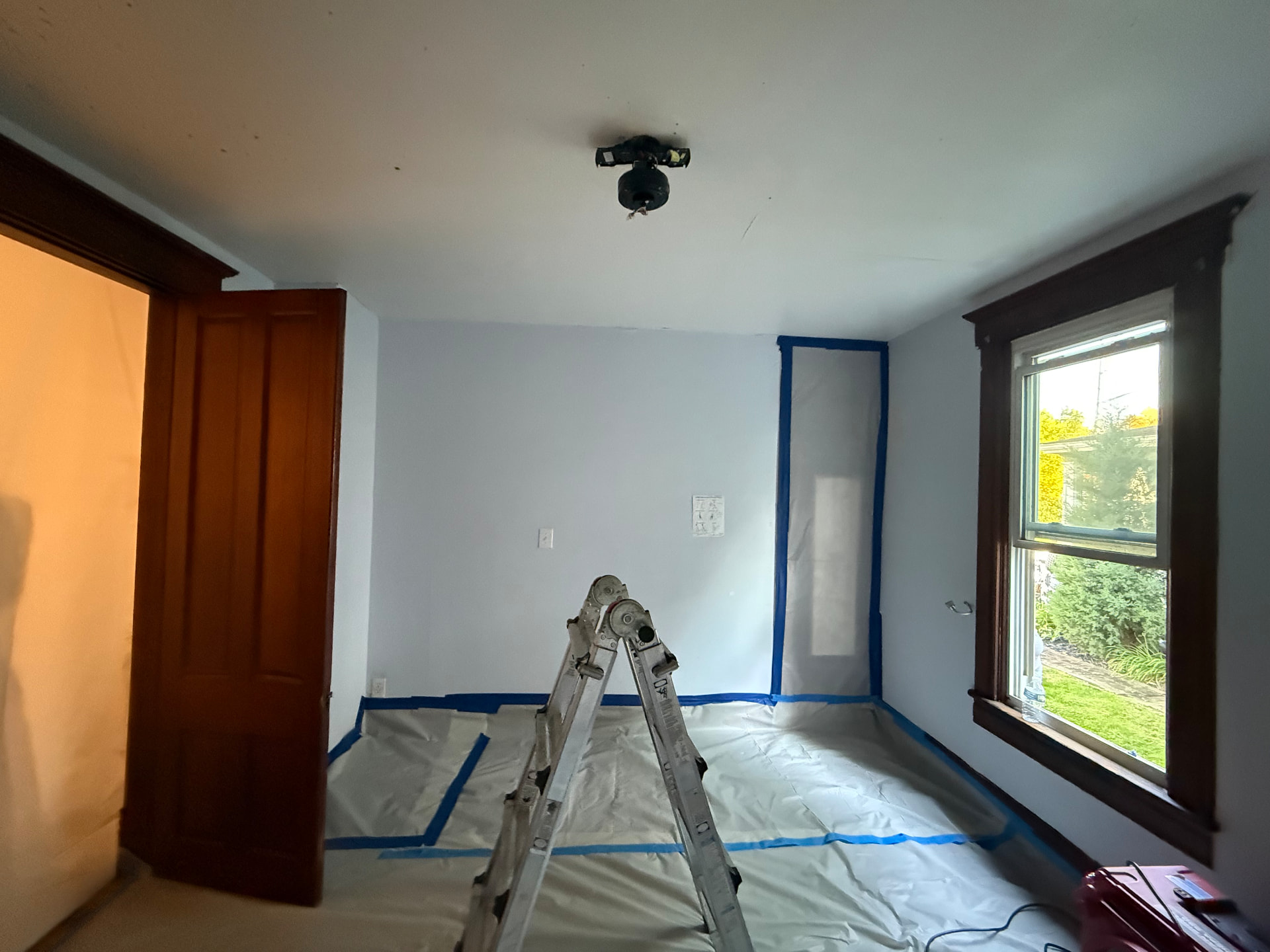 Floors and walkways covered and sealed before mold removal began
