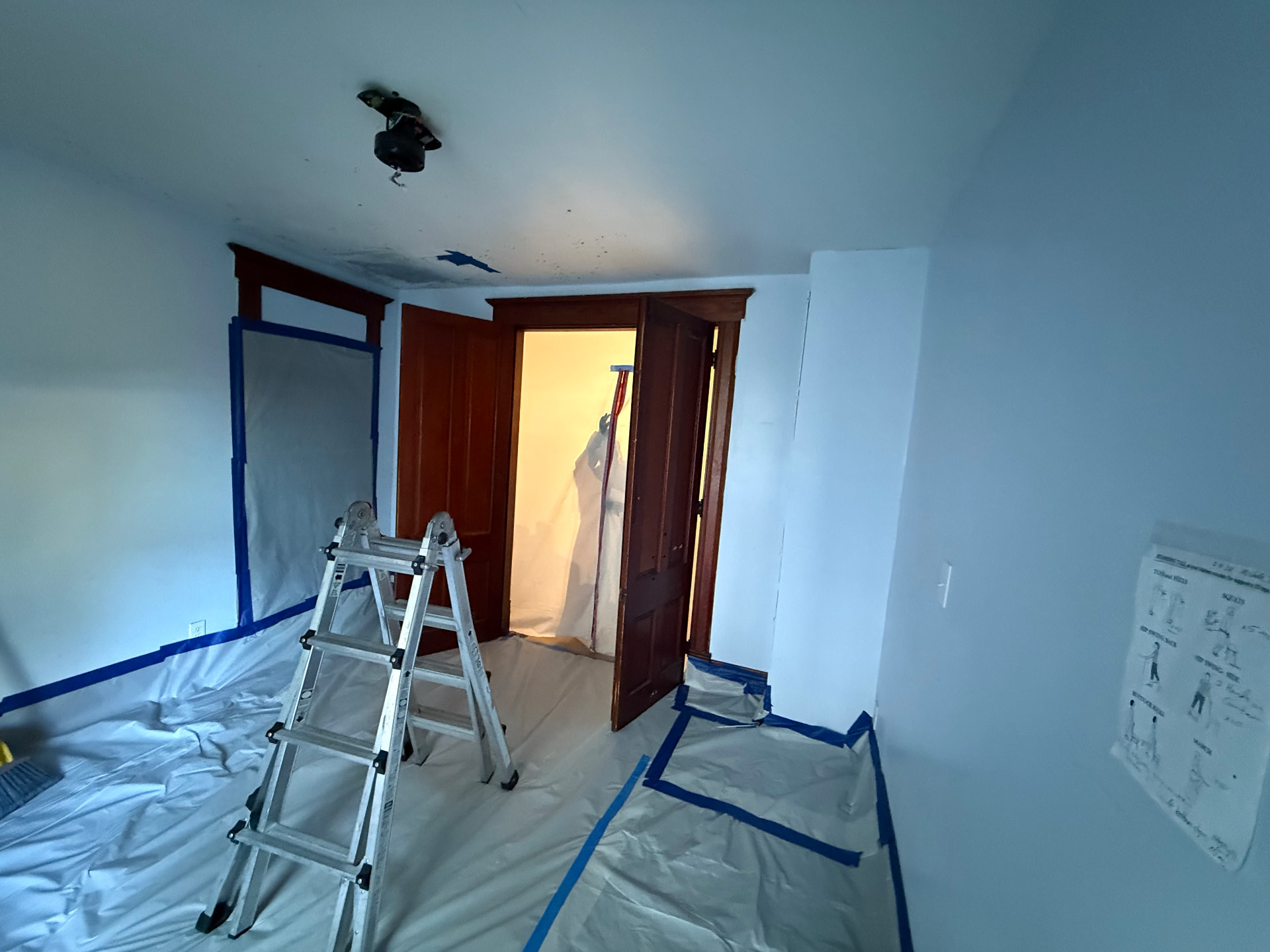 Full containment barriers around a mold-affected room in a Central Ohio home